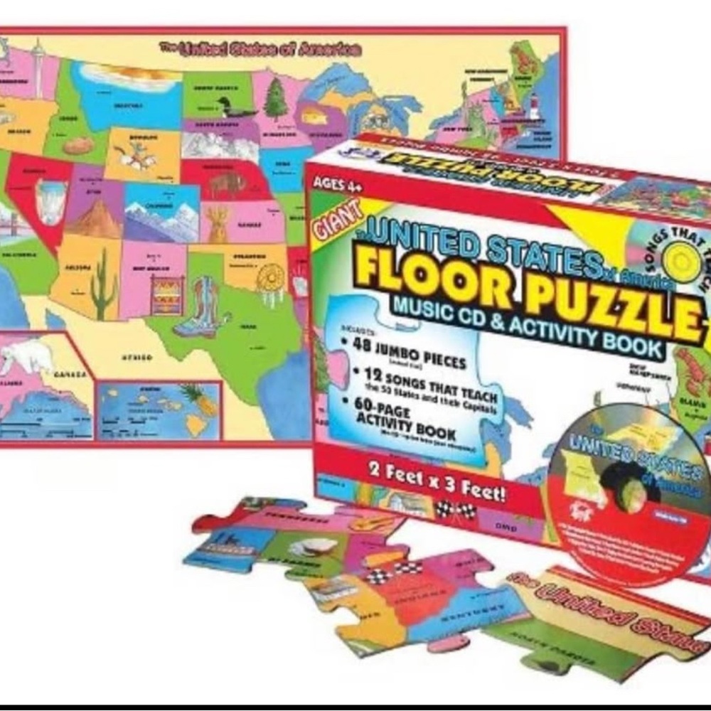 United States Floor Puzzle with Music CD & Activity Book